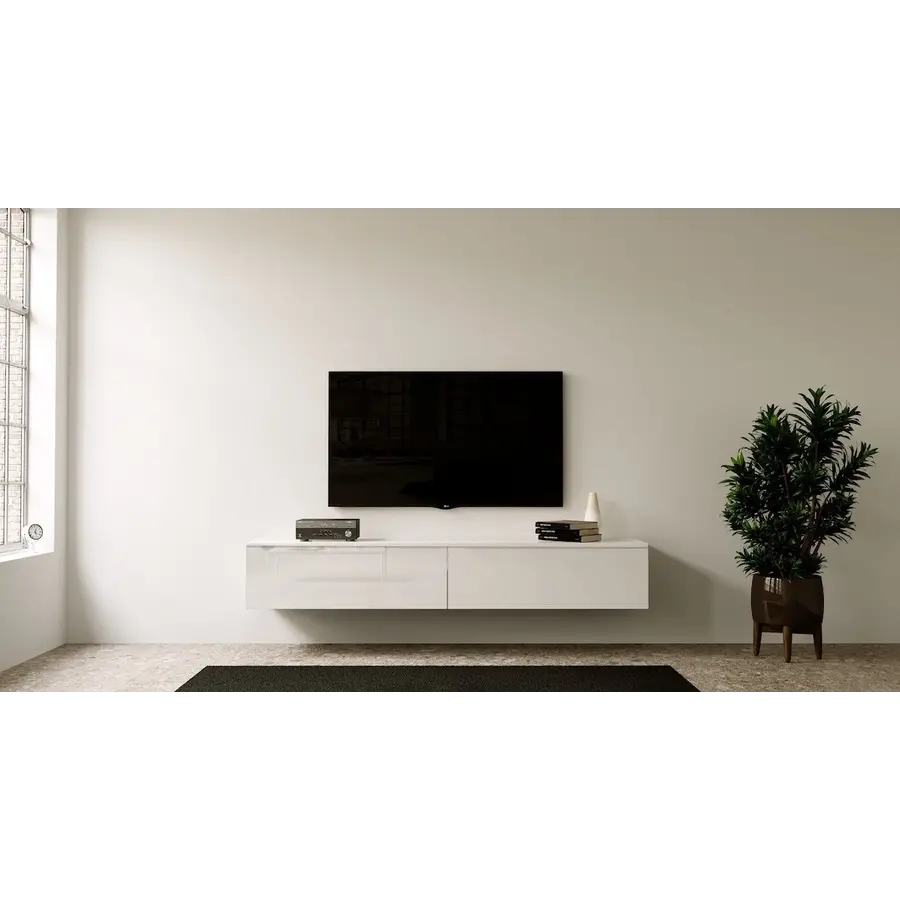 Levana Hoogglans Alpine Wit 200 cm TV Wandmeubel Levana Hoogglans Alpine Wit 200 cm TV Wandmeubel