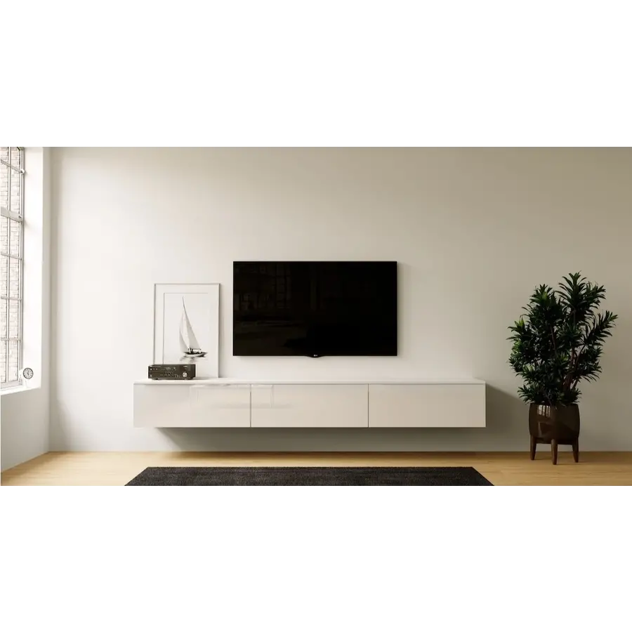 Levana Hoogglans Alpine Wit 270 cm TV Wandmeubel Levana Hoogglans Alpine Wit 270 cm TV Wandmeubel