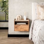 Davidi Design Nuovo Hangend Nachtkastje Mango/Travertin met Open Vak Davidi Design Nuovo Hangend Nachtkastje Mango/Travertin met Open Vak