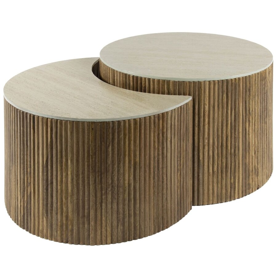 Nuovo Salontafel Set Mango/Travertin Halfrond Nuovo Salontafel Set Mango/Travertin Halfrond