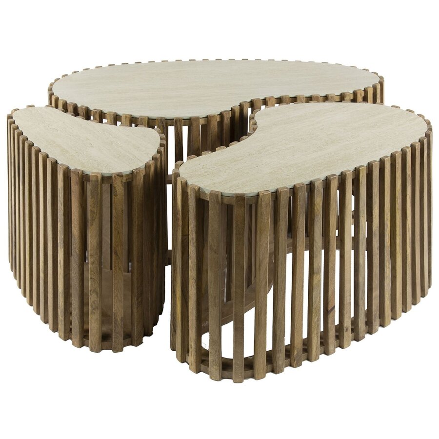 Nuovo Salontafel Set Mango/Travertin Niervorm Nuovo Salontafel Set Mango/Travertin Niervorm