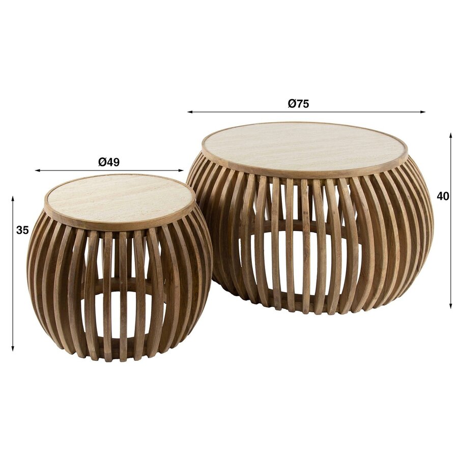 Nuovo Salontafel Set Mango/Travertin Curve Nuovo Salontafel Set Mango/Travertin Curve