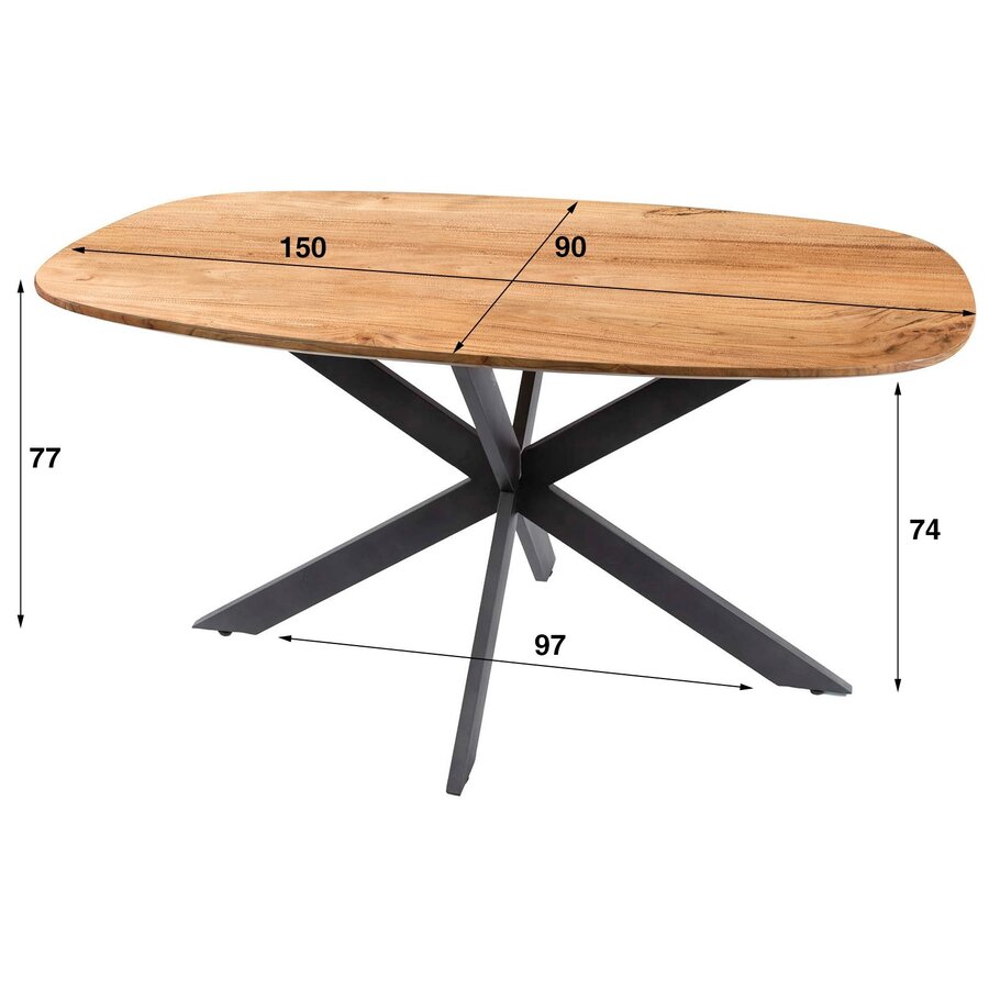 Arhus Massief Acacia 150 cm Eettafel Ovaal Arhus Massief Acacia 150 cm Eettafel Ovaal