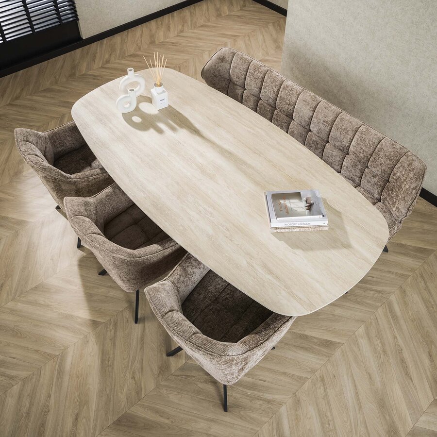 Romano Deens Ovaal Eettafel Travertin 215 cm Romano Deens Ovaal Eettafel Travertin 215 cm