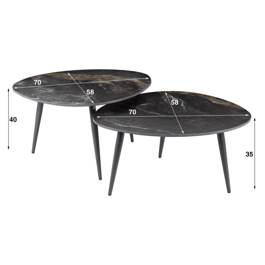 Fossil Keramiek Salontafel Set Organisch Fossil Keramiek Salontafel Set Organisch