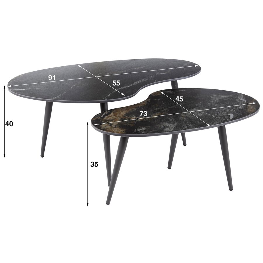 Fossil Keramiek Salontafel Set Niervormig Fossil Keramiek Salontafel Set Niervormig