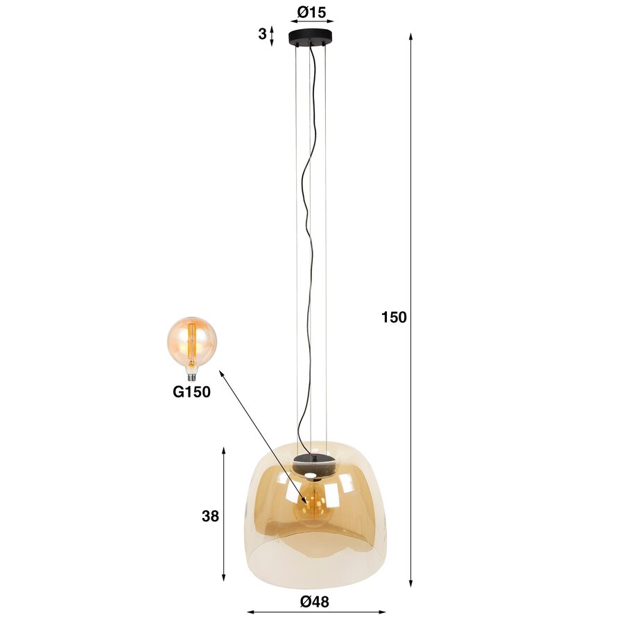Drift Glazen Hanglamp XL Amber Drift Glazen Hanglamp XL Amber