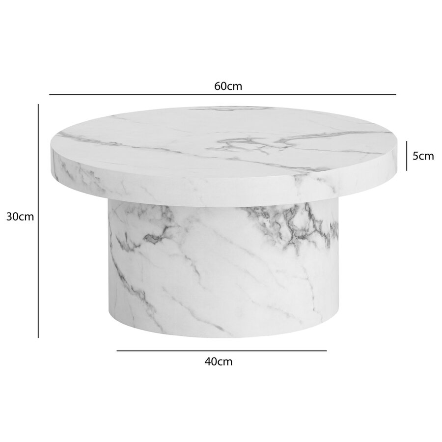Avento Marmer Wit Salontafel Rond