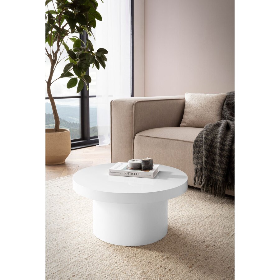 Avento Hoogglans Wit Salontafel Rond Avento Hoogglans Wit Salontafel Rond