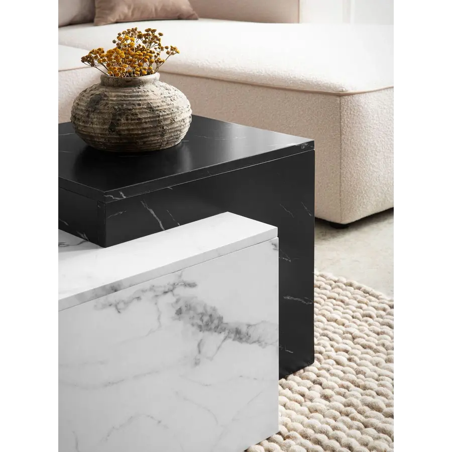 Pairfect Marmer Wit/Zwart Salontafel Rechthoek Pairfect Marmer Wit/Zwart Salontafel Rechthoek