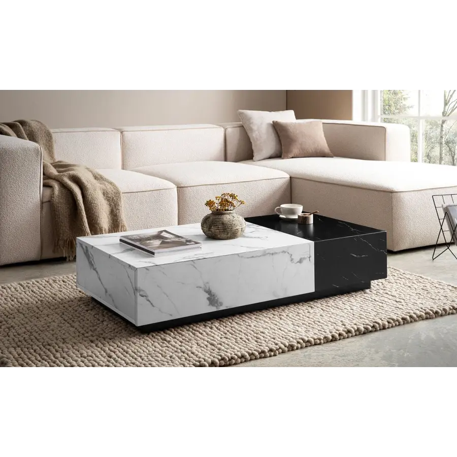 Pairfect Marmer Wit/Zwart Salontafel met 2 Lades
