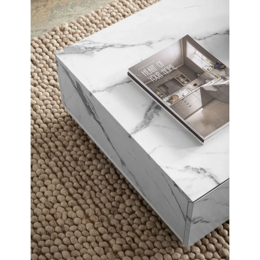 Pairfect Marmer Wit/Zwart Salontafel met 2 Lades