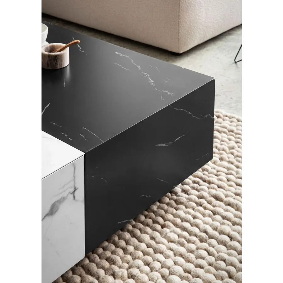 Pairfect Marmer Wit/Zwart Salontafel met 2 Lades
