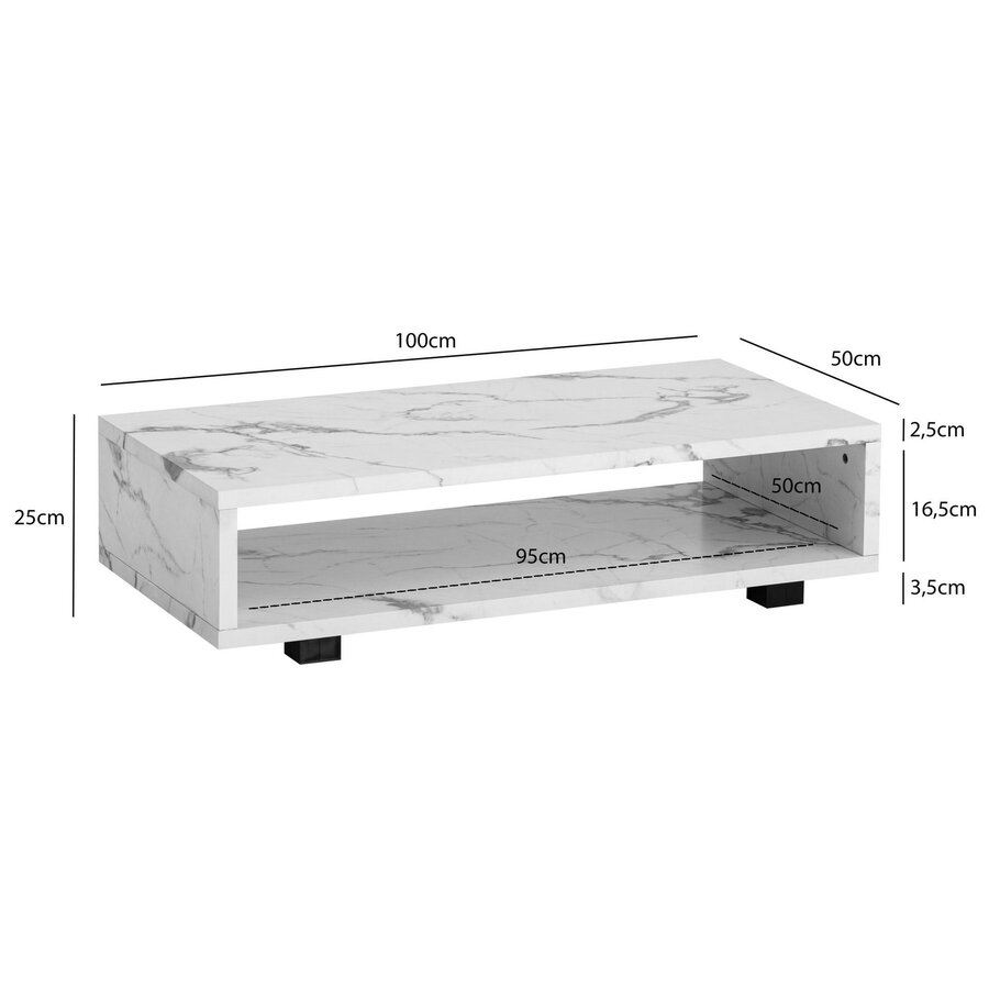 Aven Marmer Wit Salontafel Rechthoek Aven Marmer Wit Salontafel Rechthoek