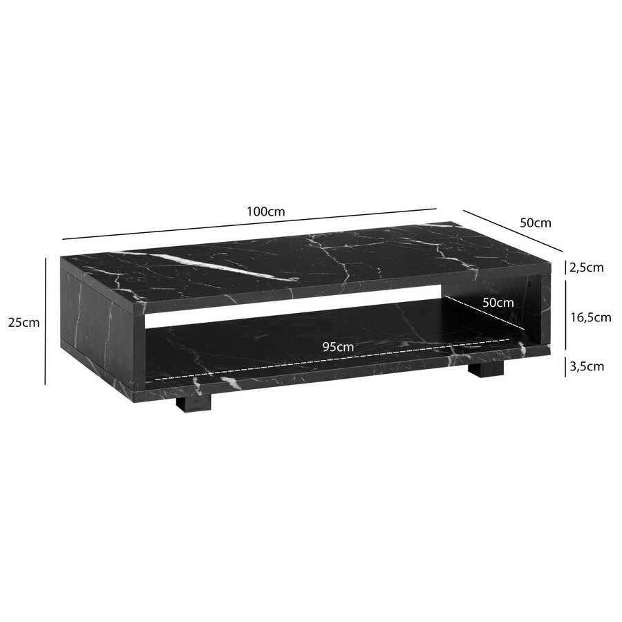 Aven Marmer Zwart Salontafel Rechthoek Aven Marmer Zwart Salontafel Rechthoek