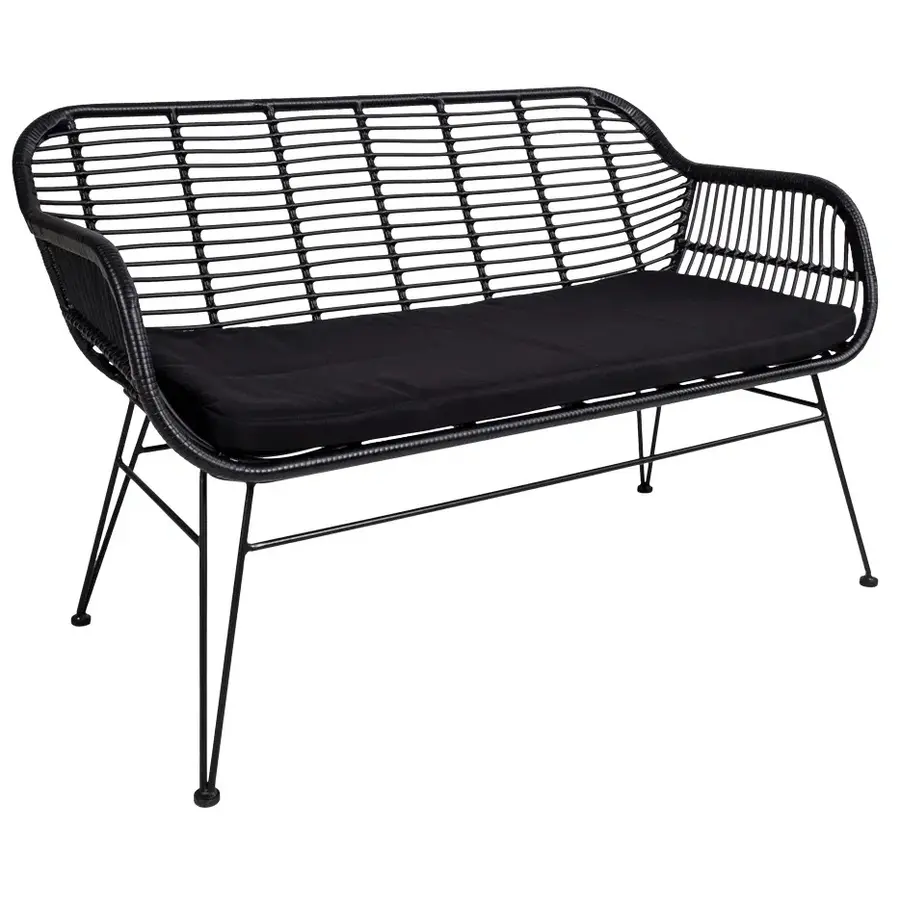 Trieste Polyrattan Loungebank Zwart Trieste Polyrattan Loungebank Zwart