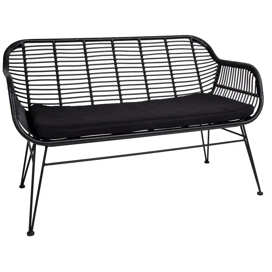 Trieste Polyrattan Loungebank Zwart Trieste Polyrattan Loungebank Zwart