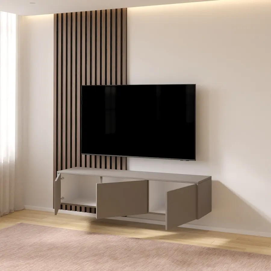Hugo 153 cm TV Wandmeubel Turin Taupe Hugo 153 cm TV Wandmeubel Turin Taupe