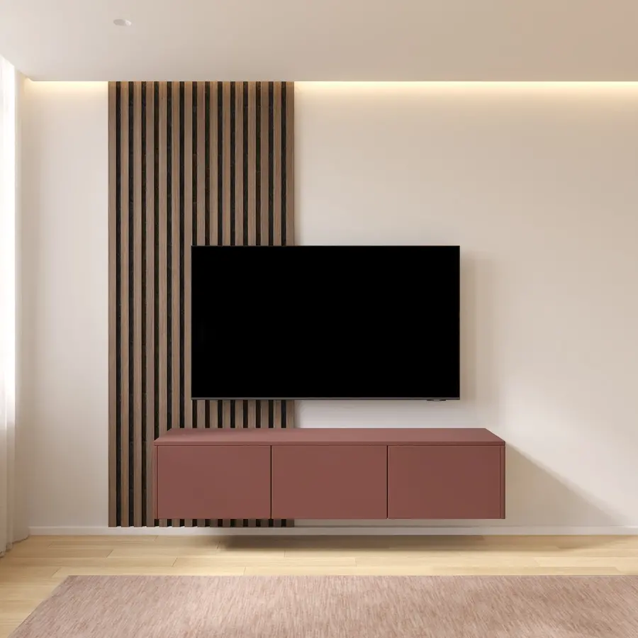 Hugo 153 cm TV Wandmeubel Pastell Oxydrood Hugo 153 cm TV Wandmeubel Pastell Oxydrood