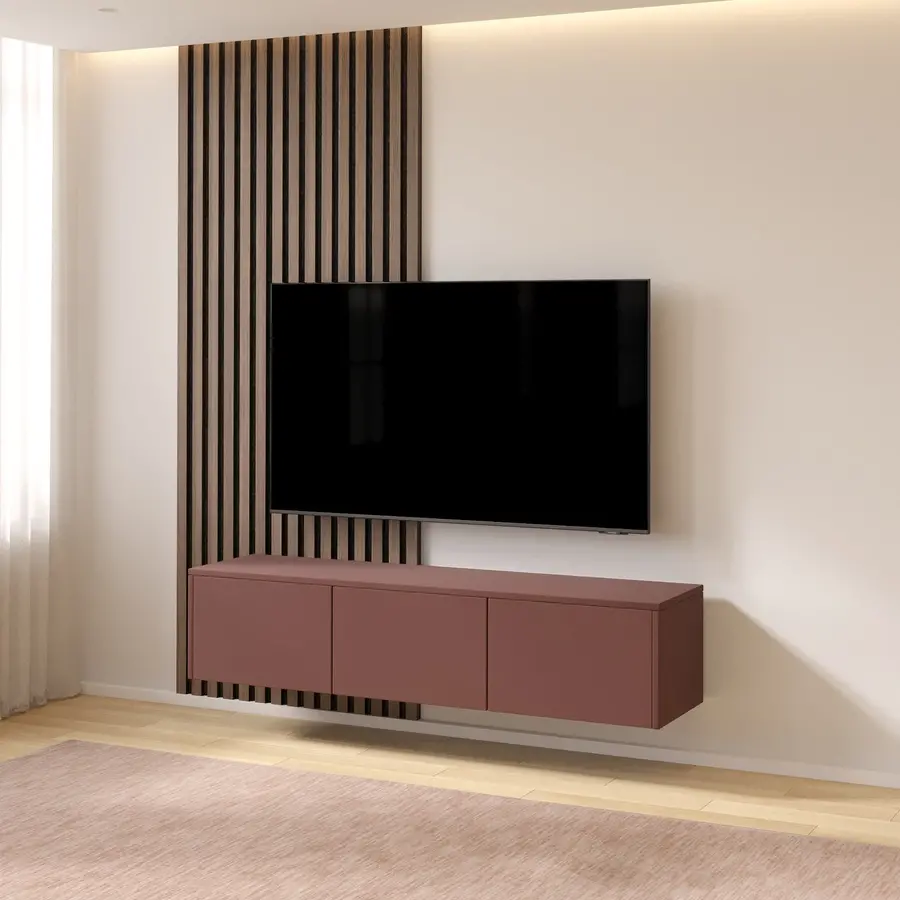 Hugo 153 cm TV Wandmeubel Pastell Oxydrood Hugo 153 cm TV Wandmeubel Pastell Oxydrood