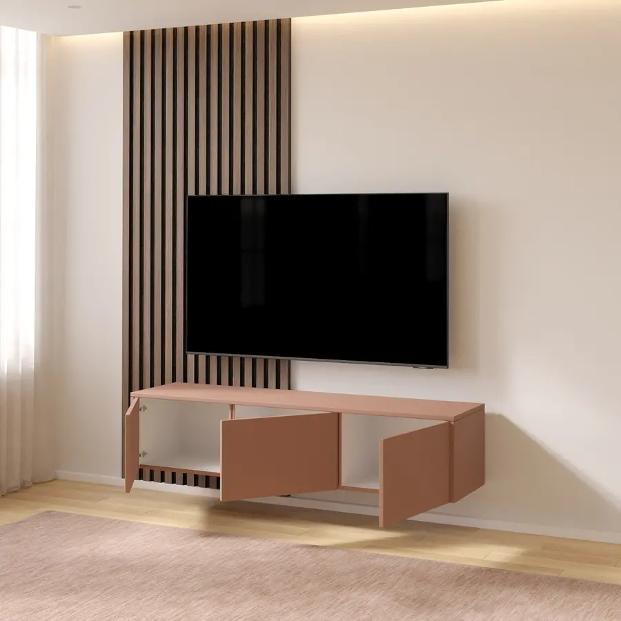 Hugo 153 cm TV Wandmeubel Pastell Abrikoos Hugo 153 cm TV Wandmeubel Pastell Abrikoos