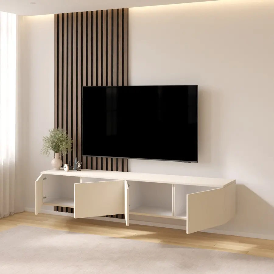 Hugo 200 cm TV Wandmeubel Turin Magnolia Hugo 200 cm TV Wandmeubel Turin Magnolia