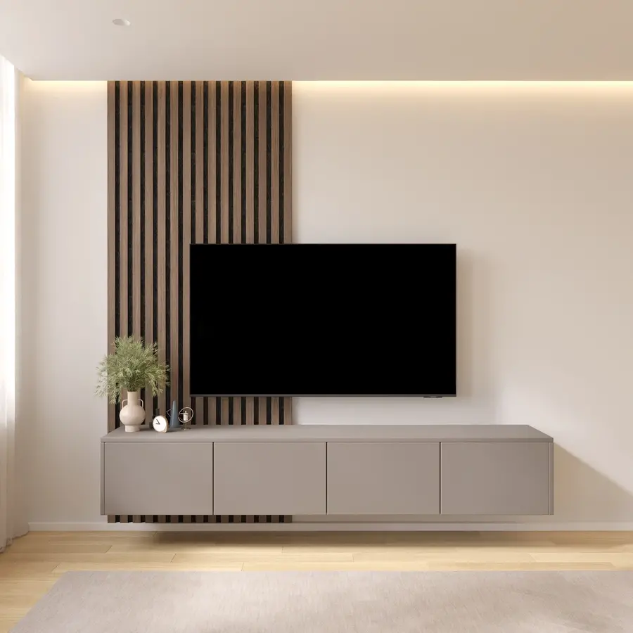 Hugo 203 cm TV Wandmeubel Turin Taupe Hugo 203 cm TV Wandmeubel Turin Taupe