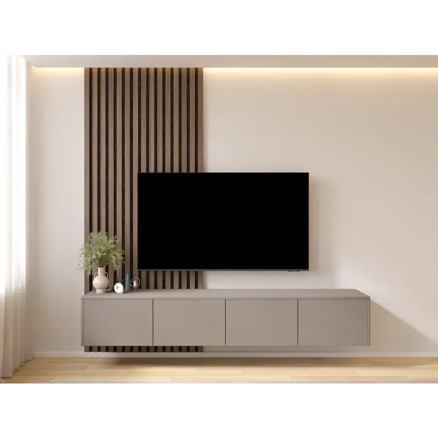 Hugo 203 cm TV Wandmeubel Turin Taupe Hugo 203 cm TV Wandmeubel Turin Taupe