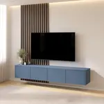 Artego Design Hugo 203 cm TV Wandmeubel Turin Rookblauw Artego Design Hugo 203 cm TV Wandmeubel Turin Rookblauw