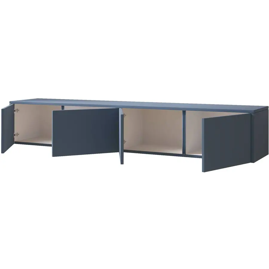 Hugo 203 cm TV Wandmeubel Turin Rookblauw Hugo 203 cm TV Wandmeubel Turin Rookblauw