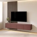 Artego Design Hugo 203 cm TV Wandmeubel Pastell Oxydrood Artego Design Hugo 203 cm TV Wandmeubel Pastell Oxydrood