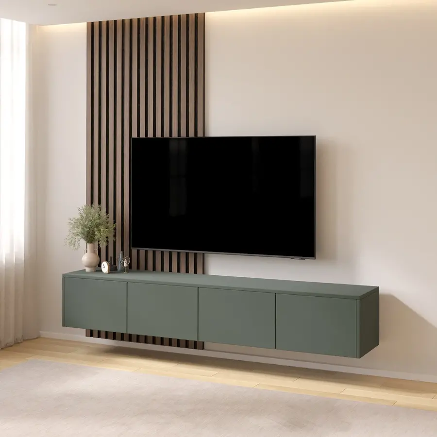 Hugo 203 cm TV Wandmeubel Pastell Eucalyptus Hugo 203 cm TV Wandmeubel Pastell Eucalyptus