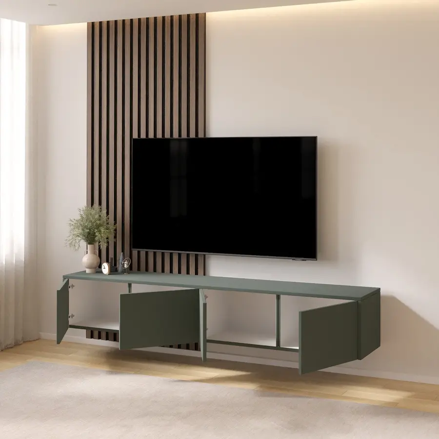 Hugo 203 cm TV Wandmeubel Pastell Eucalyptus Hugo 203 cm TV Wandmeubel Pastell Eucalyptus