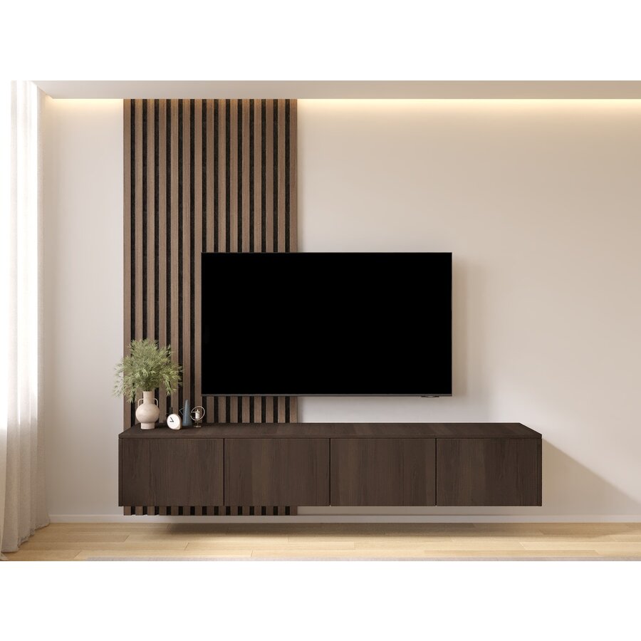 Hugo 203 cm TV Wandmeubel Casella Donkerbruin Hugo 203 cm TV Wandmeubel Casella Donkerbruin