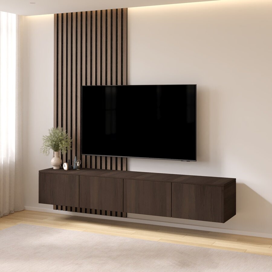 Hugo 203 cm TV Wandmeubel Casella Donkerbruin Hugo 203 cm TV Wandmeubel Casella Donkerbruin