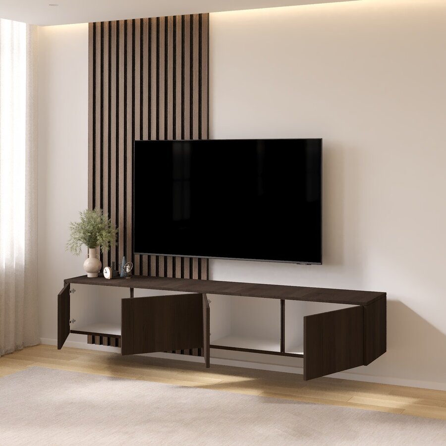 Hugo 203 cm TV Wandmeubel Casella Donkerbruin Hugo 203 cm TV Wandmeubel Casella Donkerbruin