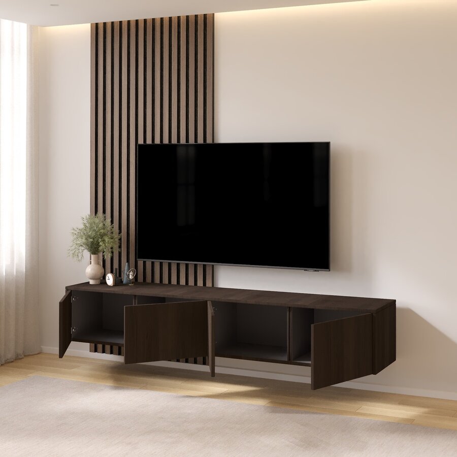 Hugo 203 cm TV Wandmeubel Casella Donkerbruin Hugo 203 cm TV Wandmeubel Casella Donkerbruin