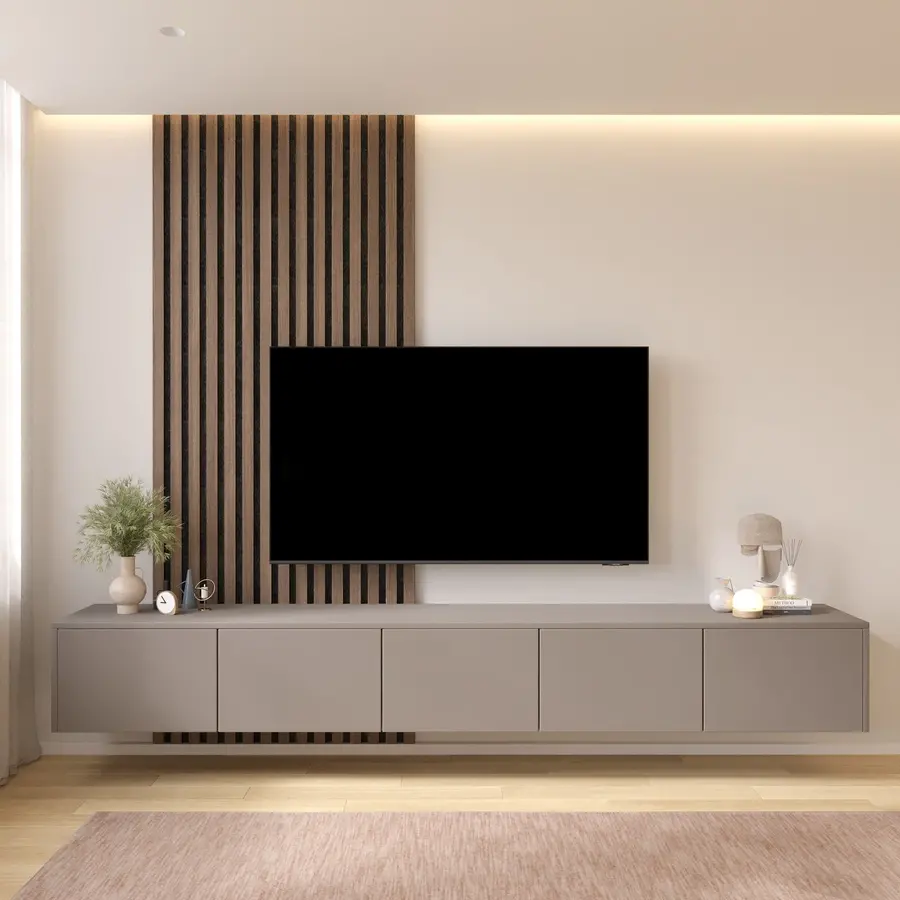 Hugo 253 cm TV Wandmeubel Turin Taupe Hugo 253 cm TV Wandmeubel Turin Taupe
