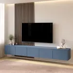 Artego Design Hugo 253 cm TV Wandmeubel Turin Rookblauw Artego Design Hugo 253 cm TV Wandmeubel Turin Rookblauw