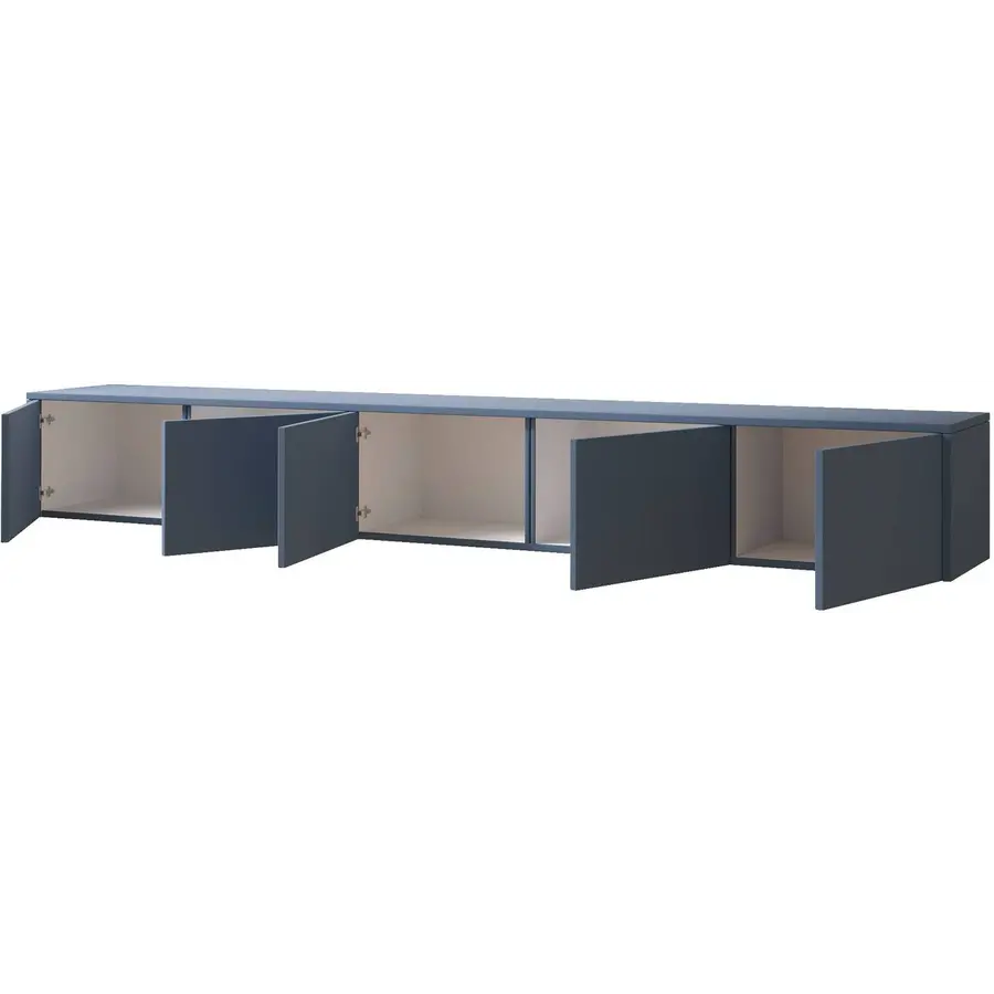 Hugo 253 cm TV Wandmeubel Turin Rookblauw Hugo 253 cm TV Wandmeubel Turin Rookblauw