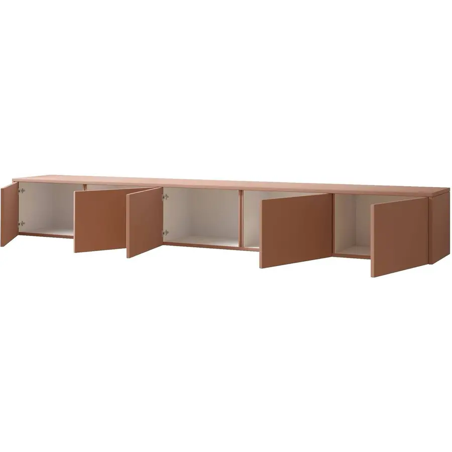 Hugo 253 cm TV Wandmeubel Pastell Abrikoos Hugo 253 cm TV Wandmeubel Pastell Abrikoos