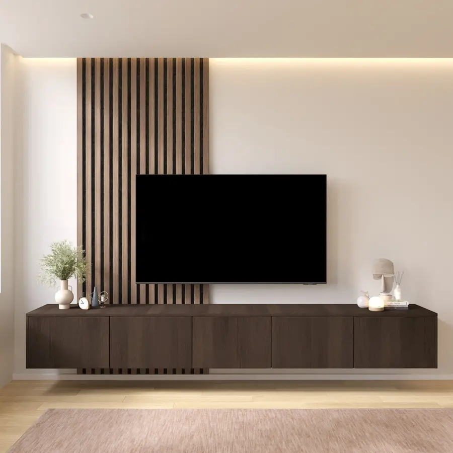 Hugo 253 cm TV Wandmeubel Casella Donkerbruin Hugo 253 cm TV Wandmeubel Casella Donkerbruin
