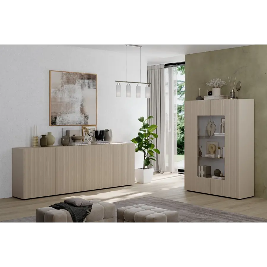 Rio Cashmere Vitrinekast met 2-Deuren Rio Cashmere Vitrinekast met 2-Deuren