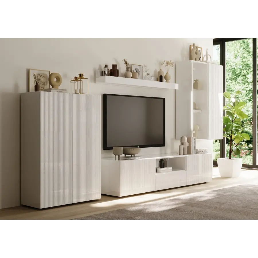 Rio Hoogglans Wit TV Meubel 2-Deuren 1-Lade Rio Hoogglans Wit TV Meubel 2-Deuren 1-Lade