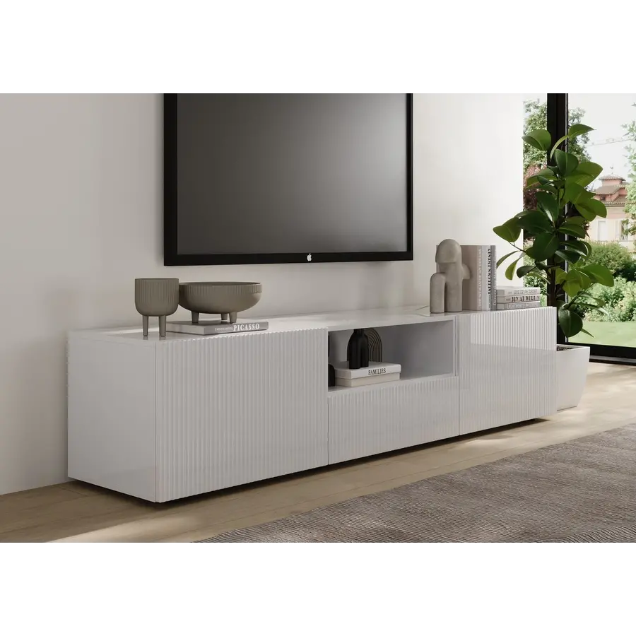 Rio Hoogglans Wit TV Meubel 2-Deuren 1-Lade Rio Hoogglans Wit TV Meubel 2-Deuren 1-Lade