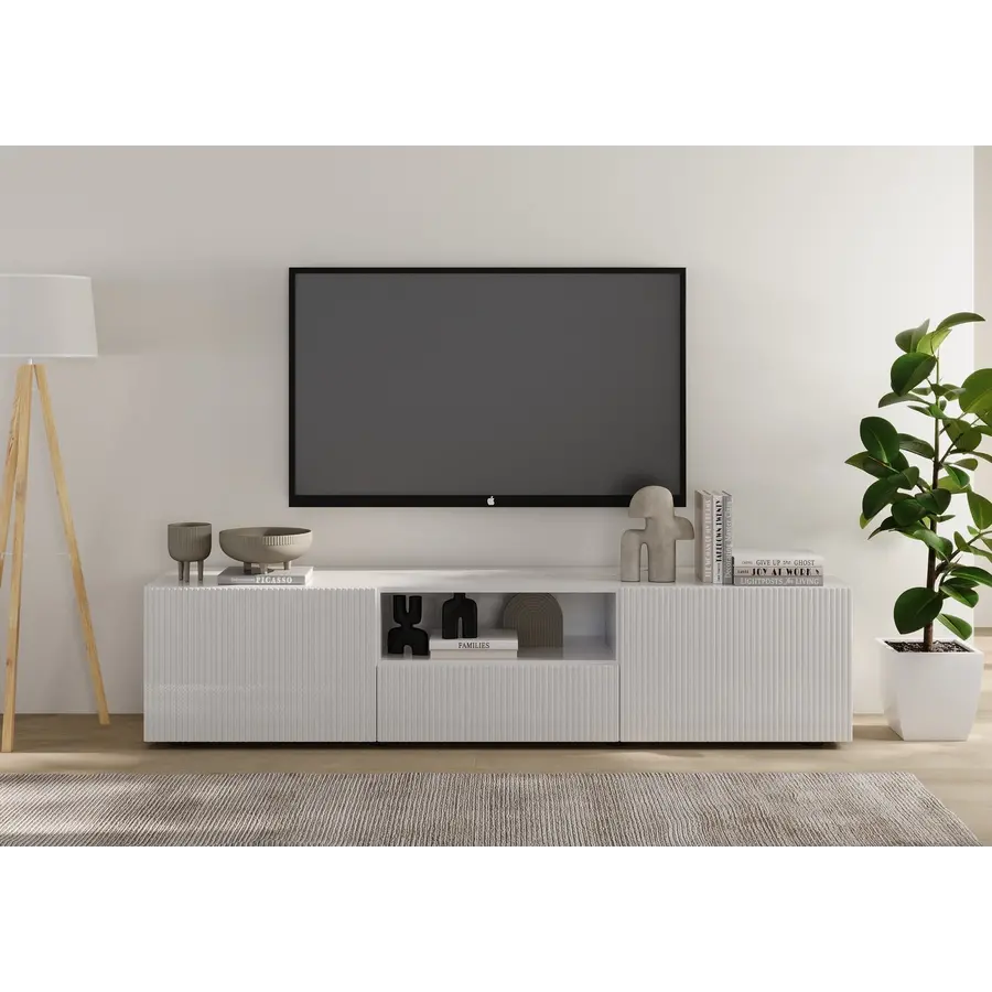 Rio Hoogglans Wit TV Meubel 2-Deuren 1-Lade Rio Hoogglans Wit TV Meubel 2-Deuren 1-Lade