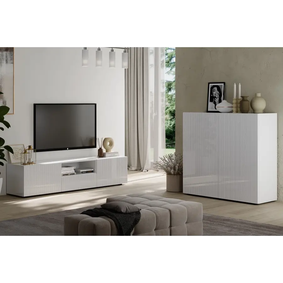 Rio Hoogglans Wit TV Meubel 2-Deuren 1-Lade Rio Hoogglans Wit TV Meubel 2-Deuren 1-Lade