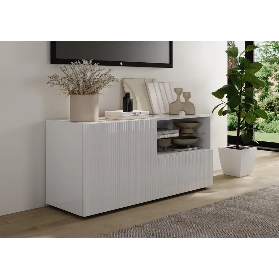 Rio Hoogglans Wit TV Meubel 1-Deur 1-Lade Rio Hoogglans Wit TV Meubel 1-Deur 1-Lade