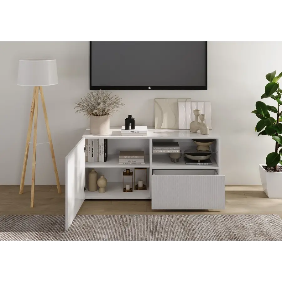 Rio Hoogglans Wit TV Meubel 1-Deur 1-Lade Rio Hoogglans Wit TV Meubel 1-Deur 1-Lade