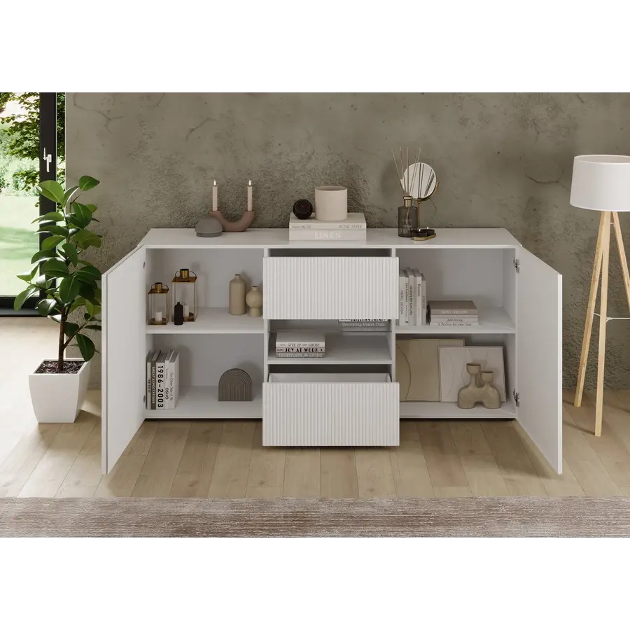 Rio Hoogglans Wit Dressoir 2-Deuren 2-Lades Rio Hoogglans Wit Dressoir 2-Deuren 2-Lades